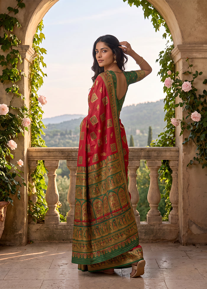 Pink Baluchari Silk Saree With Blouse Piece