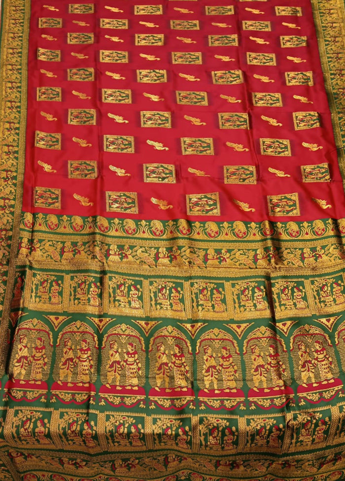 Pink Baluchari Silk Saree With Blouse Piece
