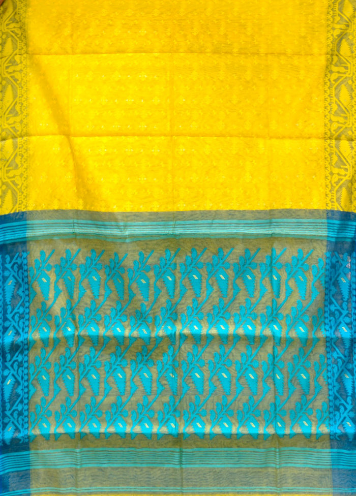 Green Jamdani Cotton Saree Without Blouse Piece