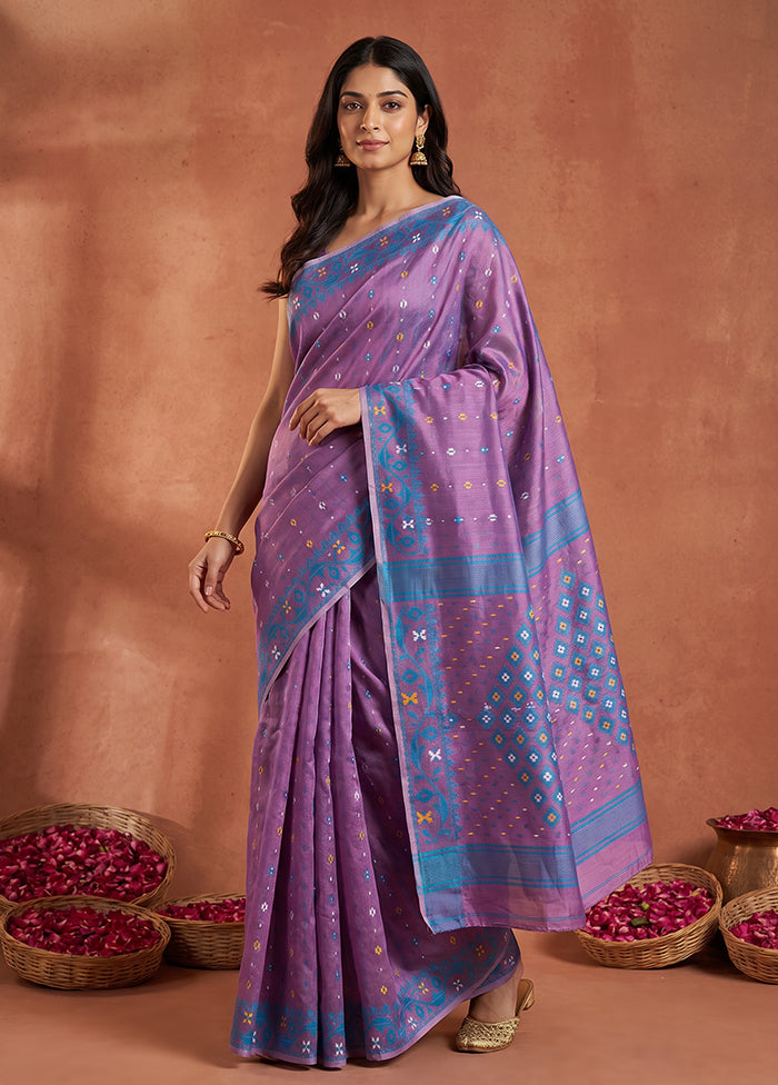 Pink Jamdani Cotton Saree Without Blouse Piece