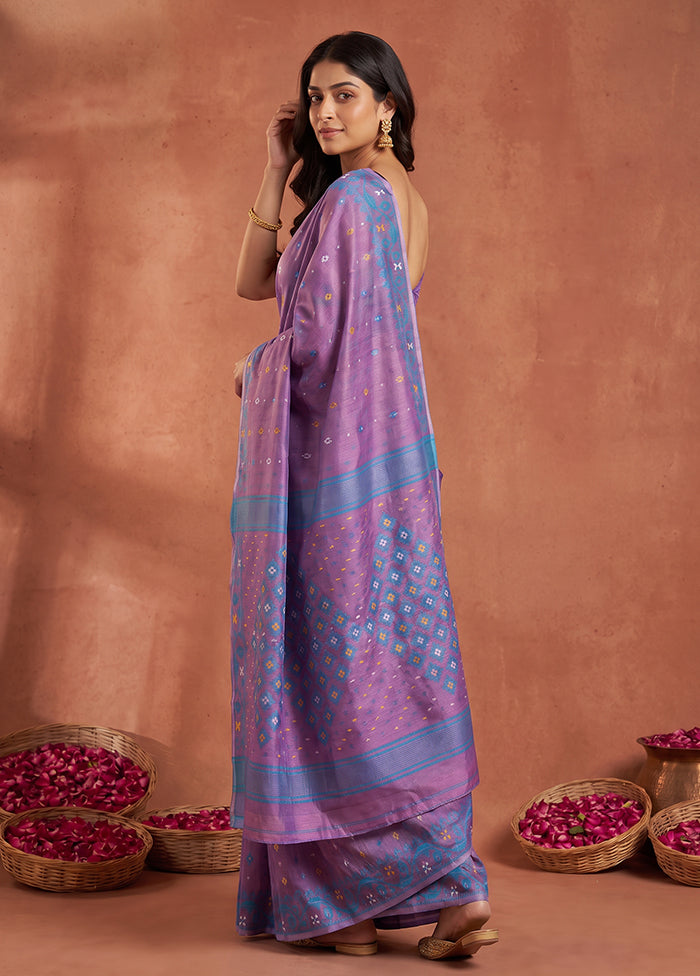 Pink Jamdani Cotton Saree Without Blouse Piece