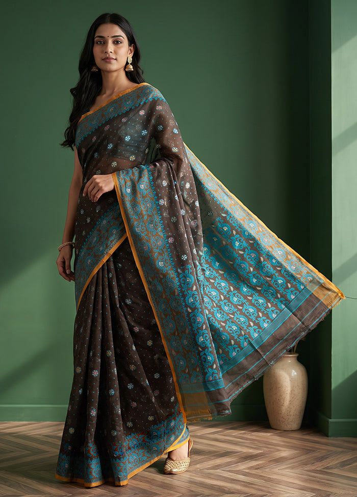Black Jamdani Cotton Saree Without Blouse Piece