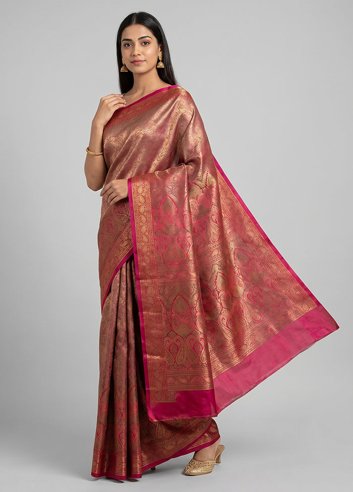 Cream Handloom Jamewar Pure Silk Saree With Blouse Piece