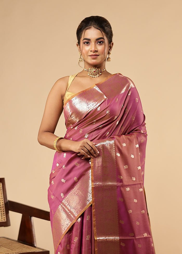 Purple Dupion Silk Saree With Blouse Piece