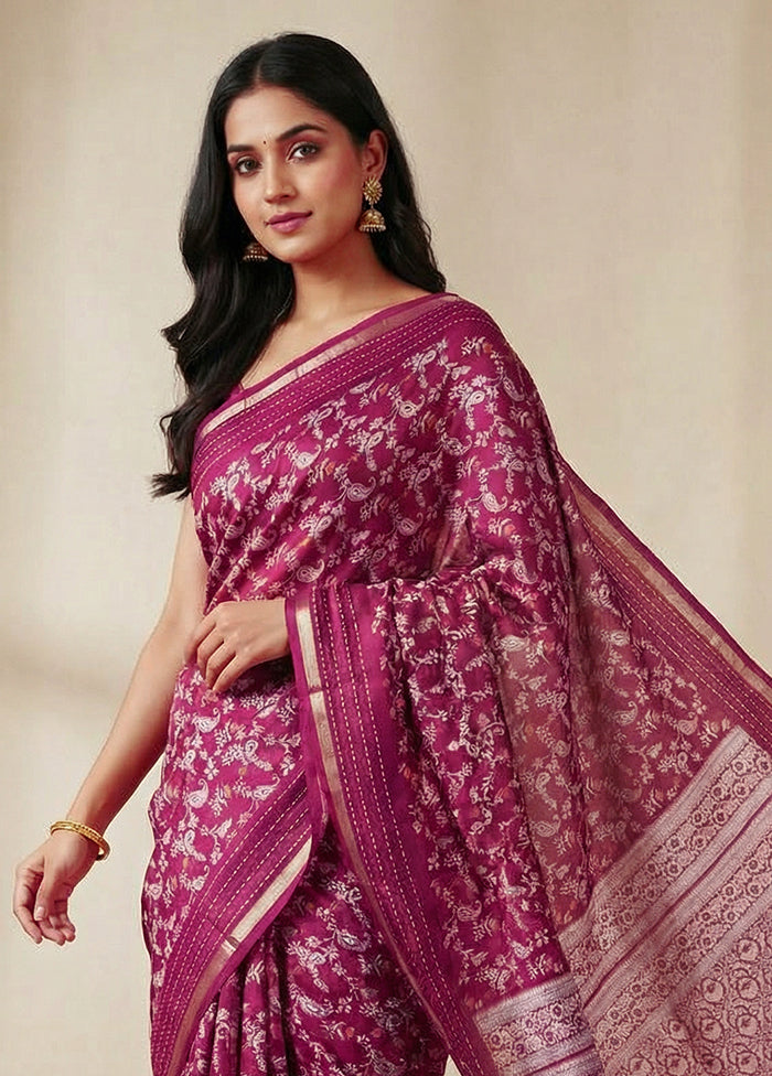 Maroon Dupion Silk Saree With Blouse Piece
