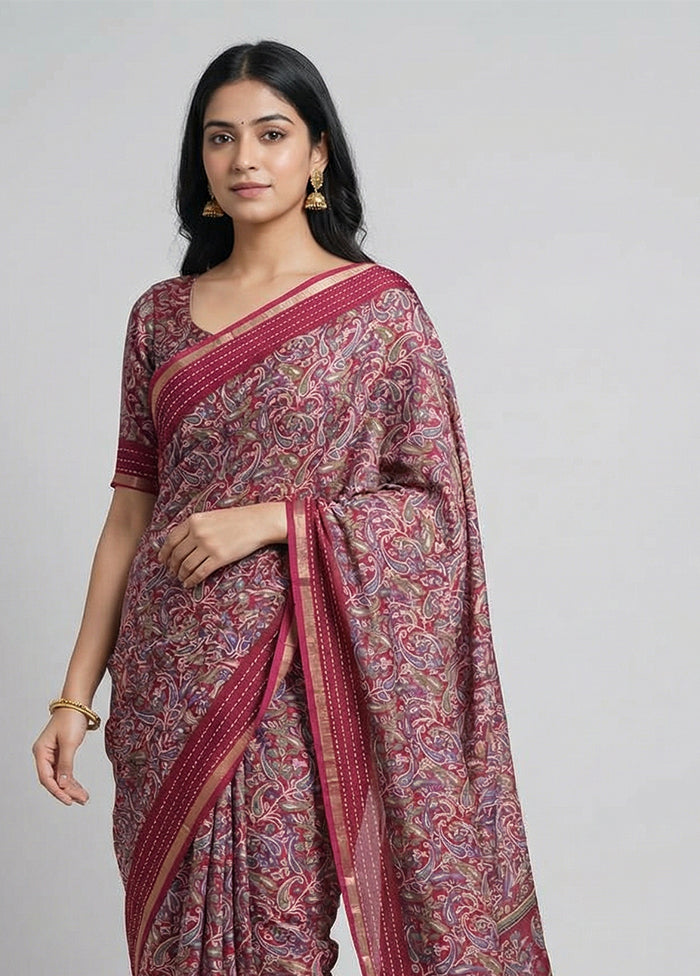 Purple Dupion Silk Saree With Blouse Piece