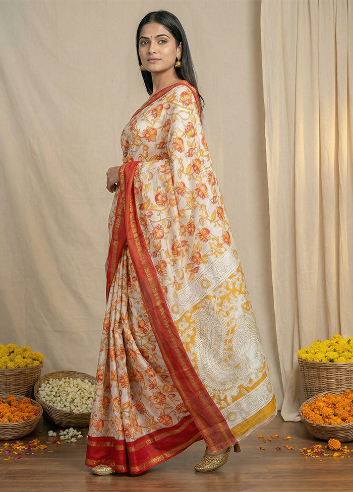 White Cotton Saree With Blouse Piece