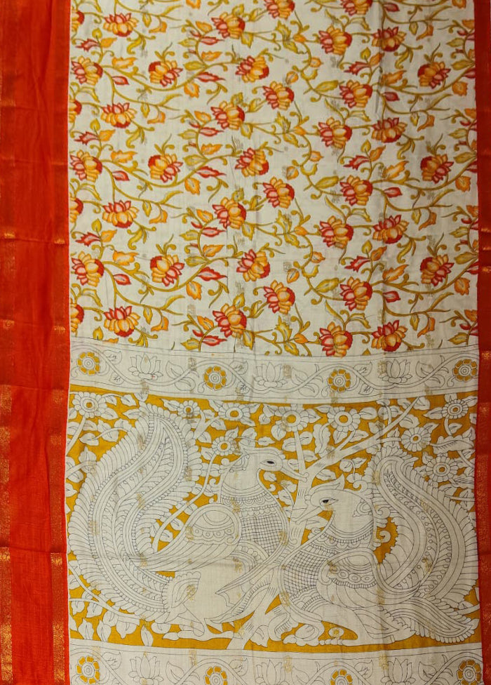 White Cotton Saree With Blouse Piece