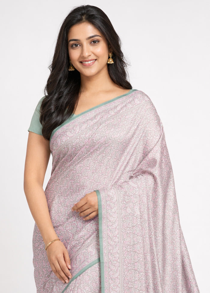 Grey Jamewar Silk Saree With Blouse Piece