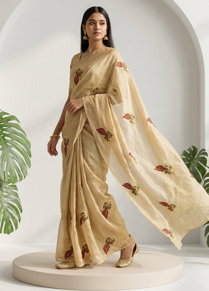 Yellow Tissue Silk Saree With Blouse Piece
