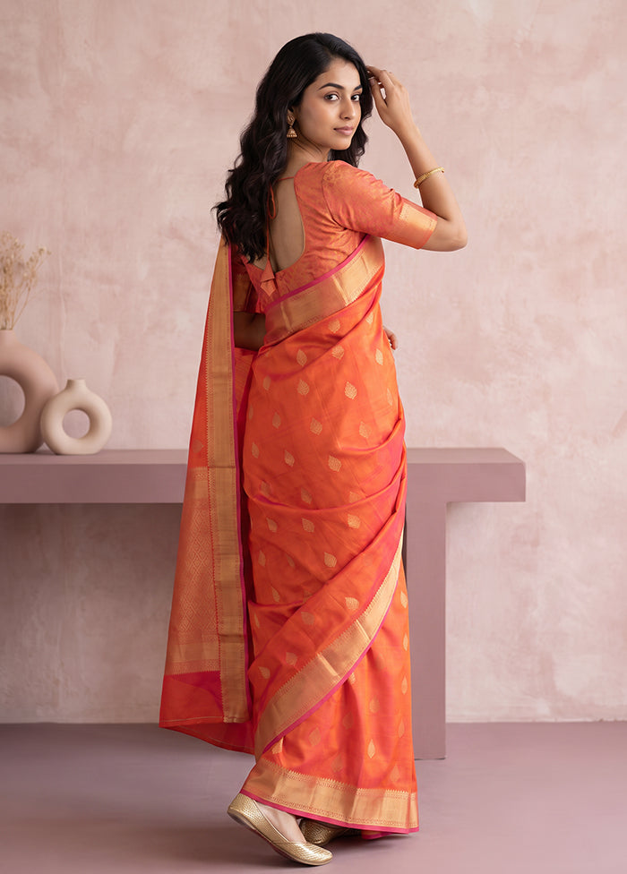 Pink Handloom Kanchipuram Pure Silk Saree With Blouse Piece