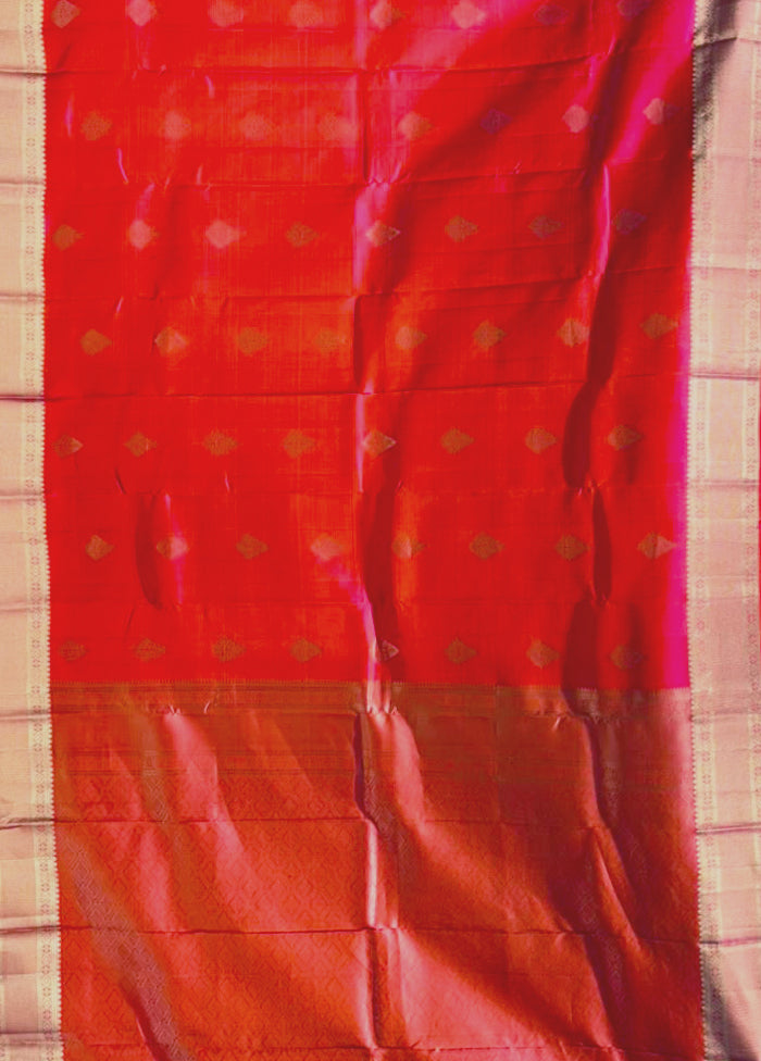 Pink Handloom Kanchipuram Pure Silk Saree With Blouse Piece