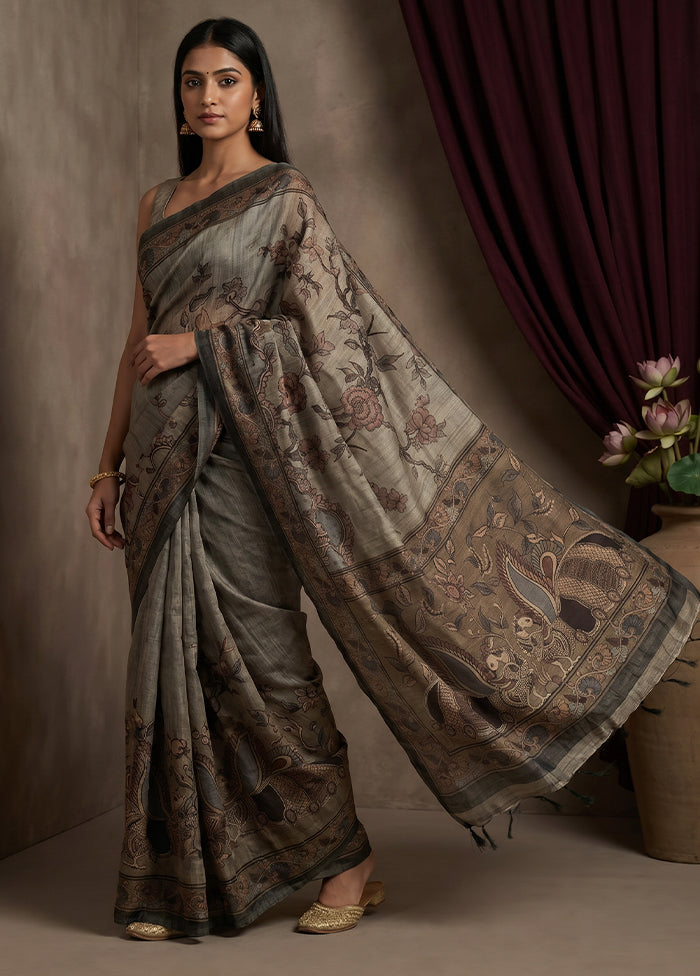 Cream Cotton Saree With Blouse Piece
