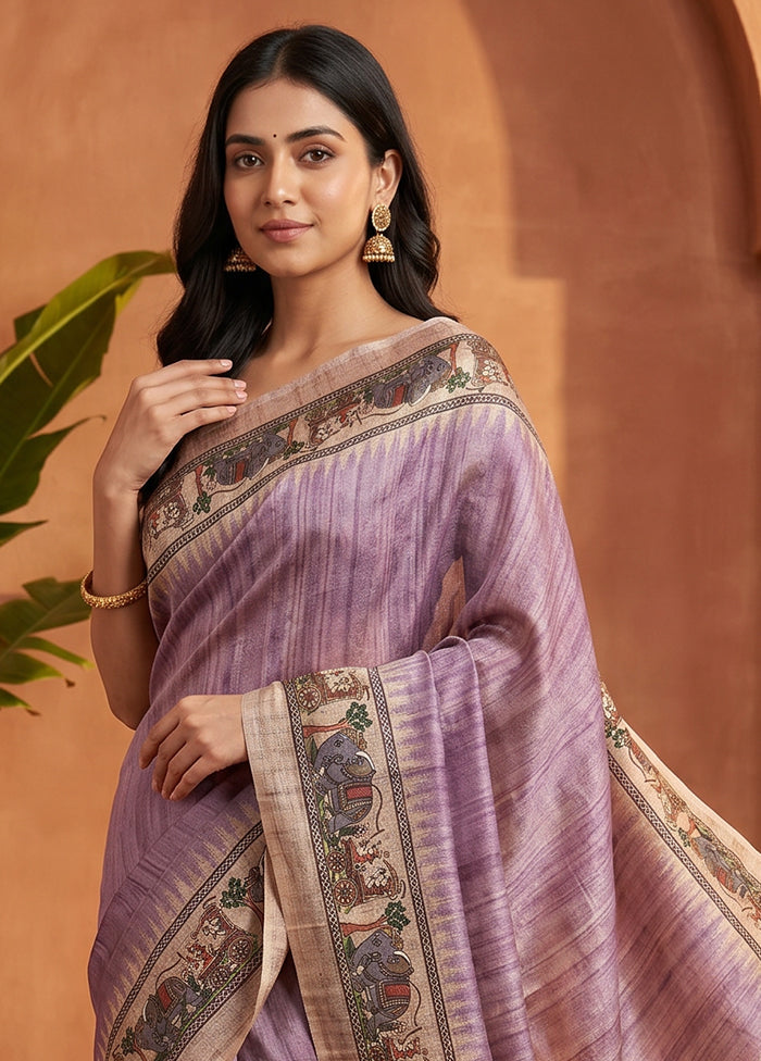 Purple Cotton Saree With Blouse Piece