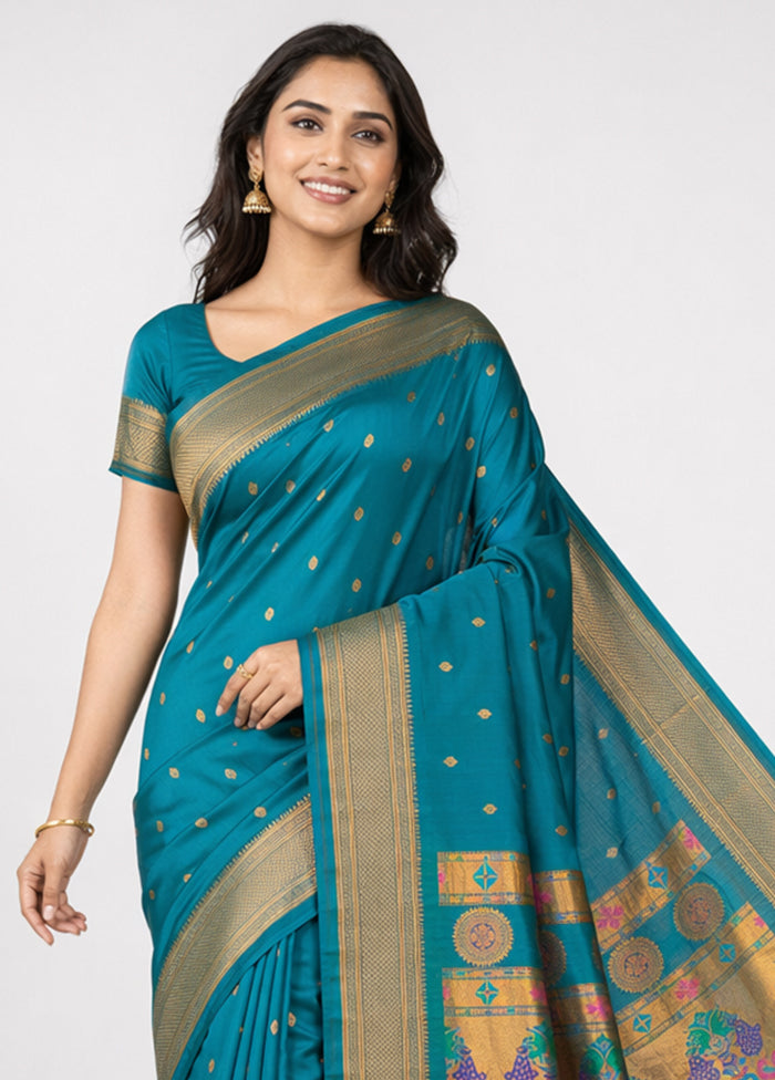 Green Kanjivaram Silk Saree With Blouse Piece