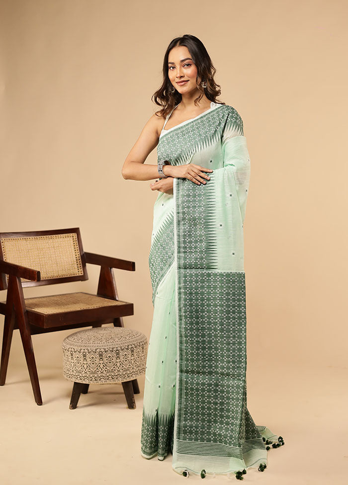 Green Matka Silk Saree With Blouse Piece