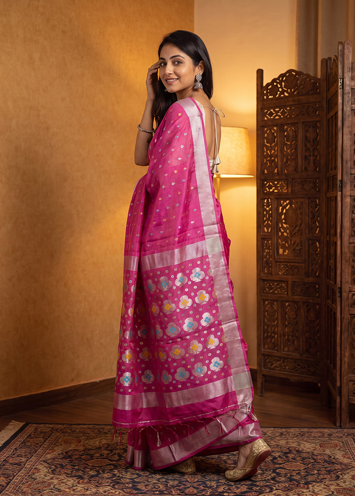 Pink Matka Silk Saree With Blouse Piece