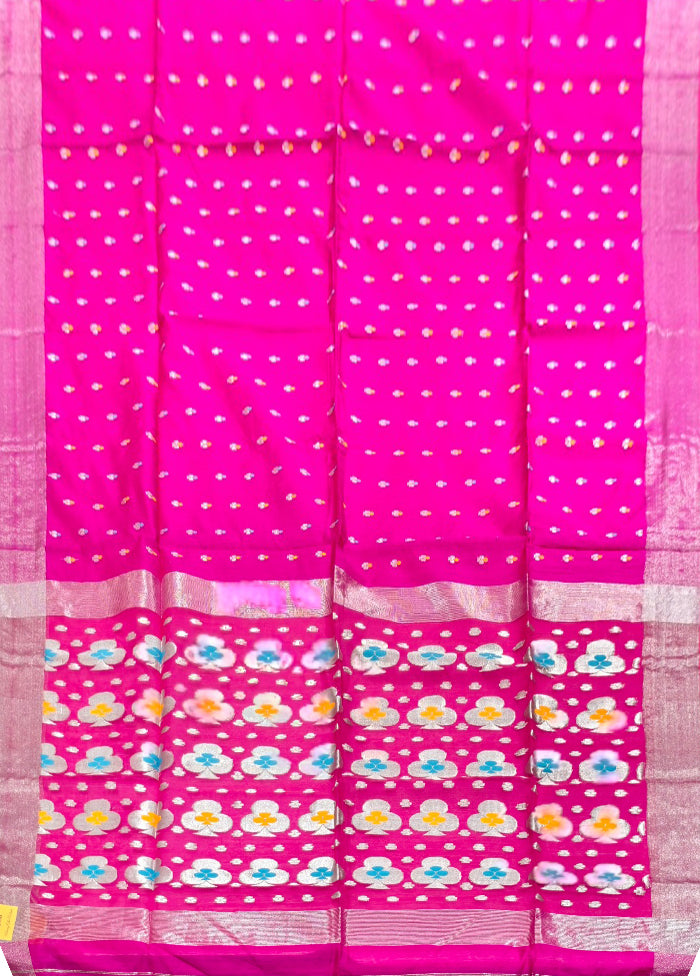 Pink Matka Silk Saree With Blouse Piece