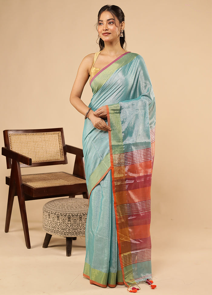Green Matka Silk Saree With Blouse Piece