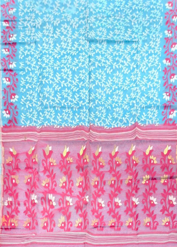 Pink Jamdani Cotton Saree Without Blouse Piece