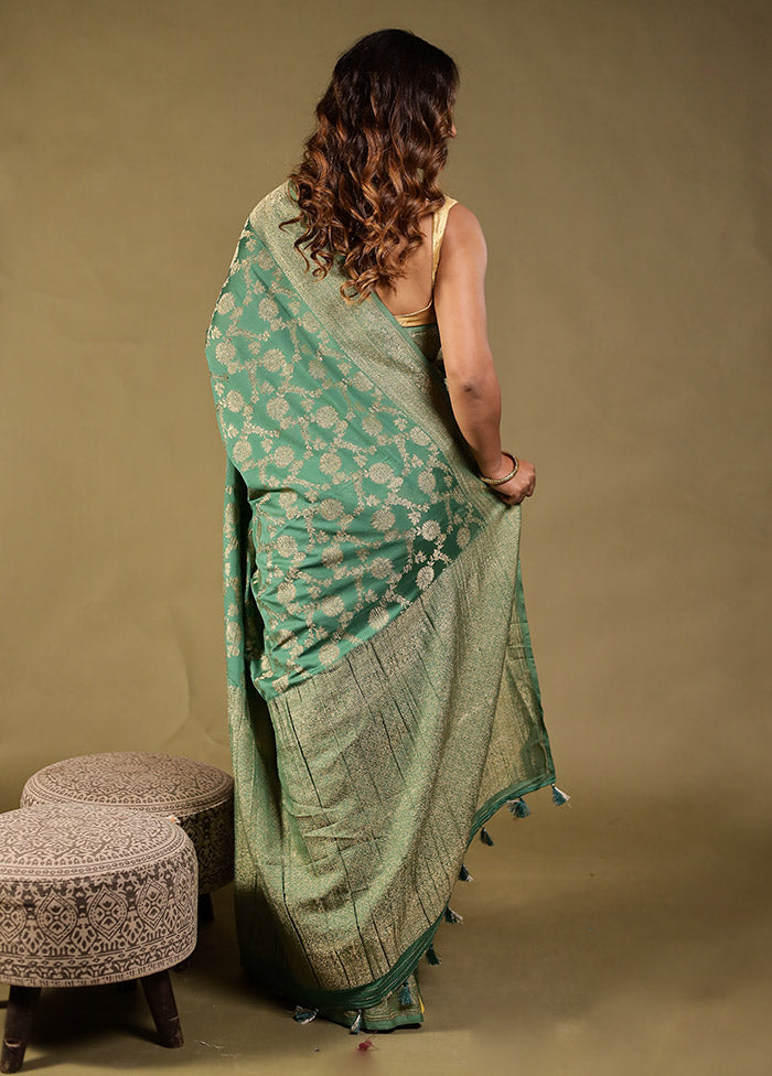 Green Georgette Saree With Blouse Piece