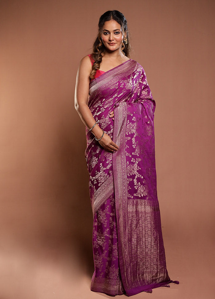 Purple Georgette Saree With Blouse Piece
