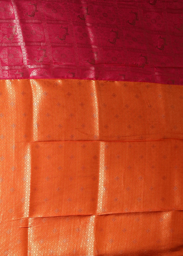 Pink Dupion Silk Saree With Blouse Piece