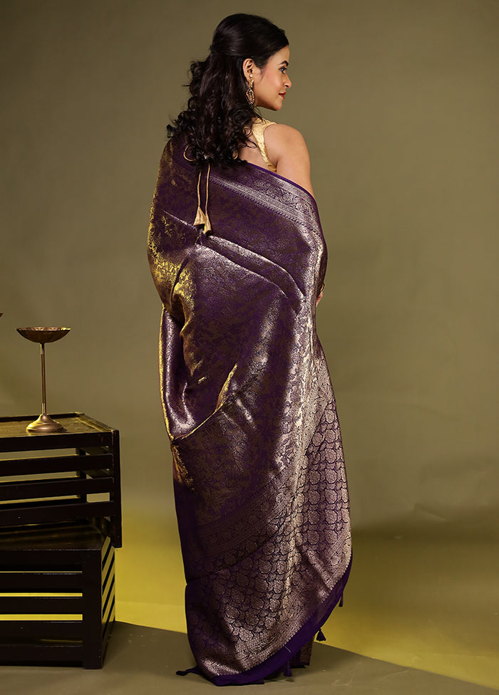 Purple Dupion Silk Saree With Blouse Piece