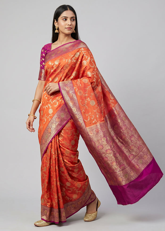 Pink Uppada Silk Saree With Blouse Piece