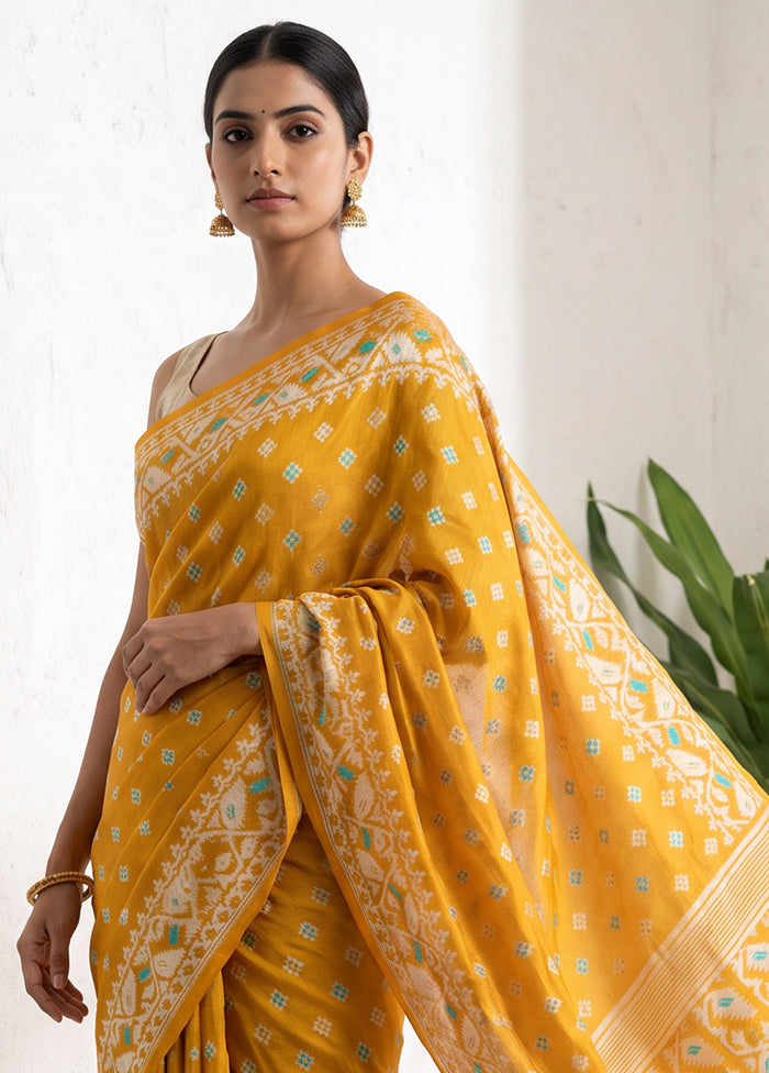 Yellow Jamdani Cotton Saree Without Blouse Piece