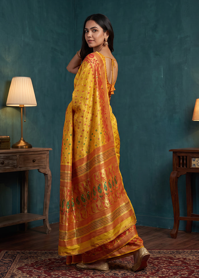 Yellow Jamdani Cotton Saree Without Blouse Piece