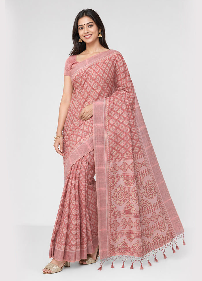 Pink Chiffon Silk Saree With Blouse Piece