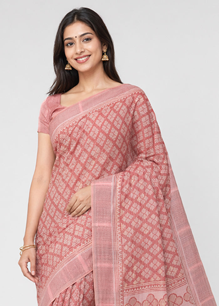 Pink Chiffon Silk Saree With Blouse Piece