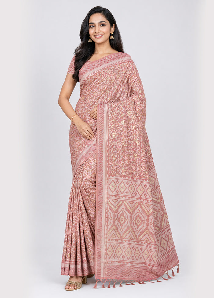 Pink Chiffon Silk Saree With Blouse Piece