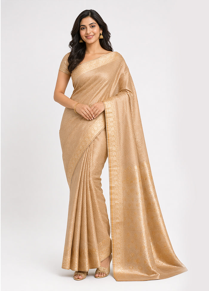 Cream Banarasi Silk Saree With Blouse Piece