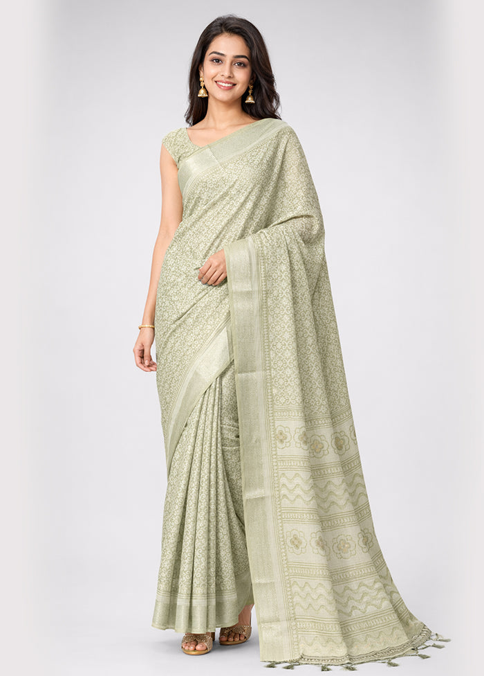 Green Chiffon Silk Saree With Blouse Piece