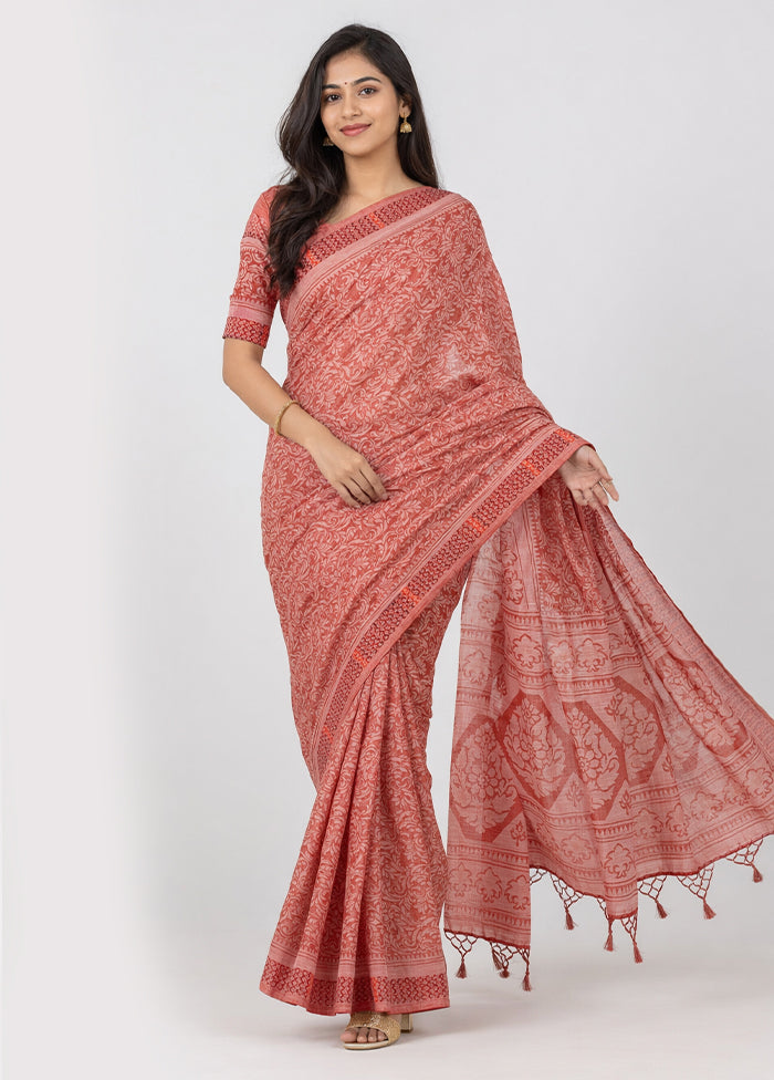 Red Chiffon Silk Saree With Blouse Piece