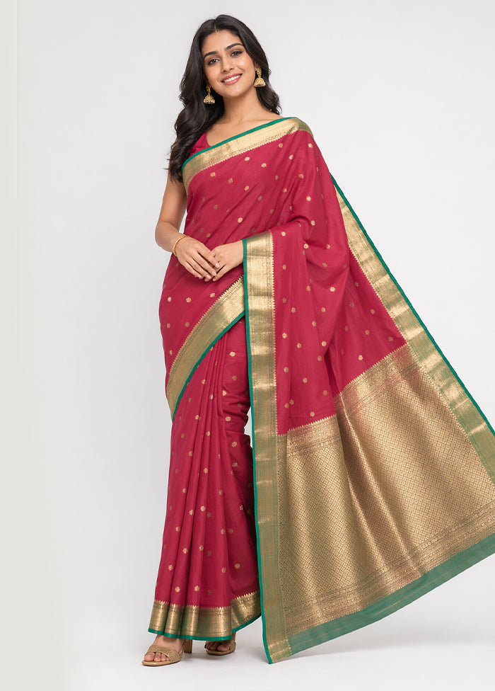 Maroon Kanjivaram Silk Saree With Blouse Piece