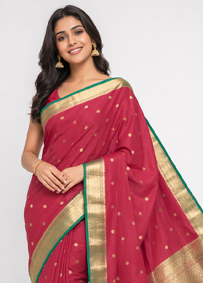 Maroon Kanjivaram Silk Saree With Blouse Piece