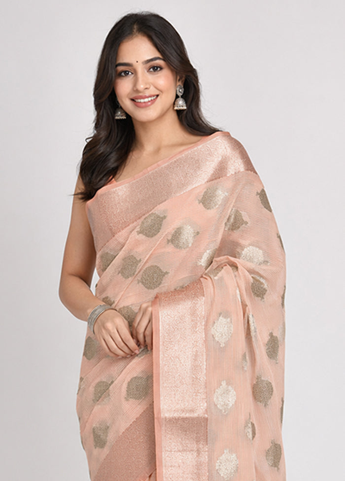 Pink Cotton Saree With Blouse Piece