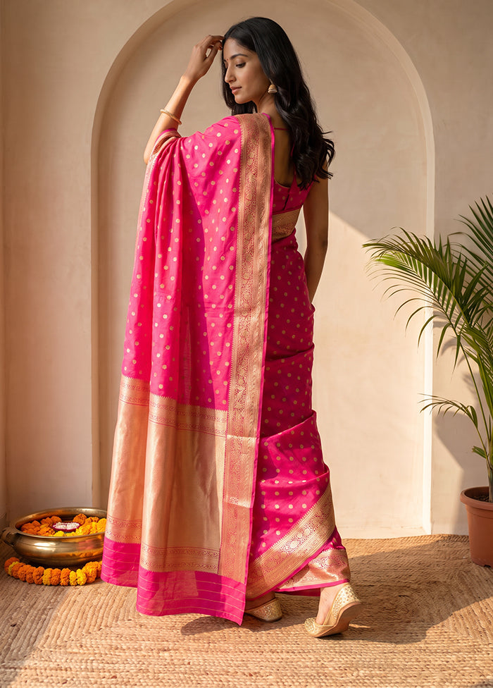 Pink Katan Silk Saree With Blouse Piece
