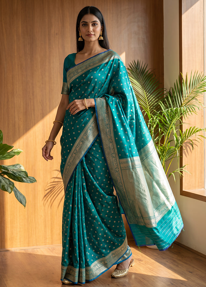 Green Katan Silk Saree With Blouse Piece
