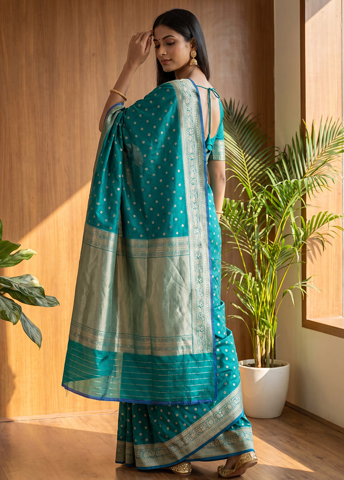 Green Katan Silk Saree With Blouse Piece