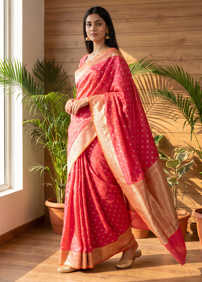 Pink Katan Silk Saree With Blouse Piece