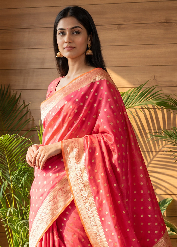 Pink Katan Silk Saree With Blouse Piece