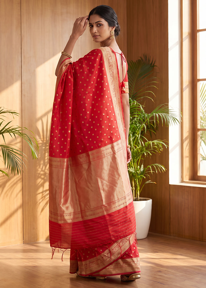 Red Katan Silk Saree With Blouse Piece