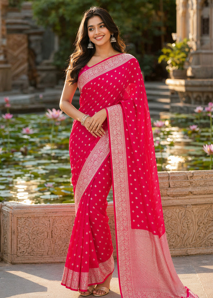 Pink Katan Silk Saree With Blouse Piece