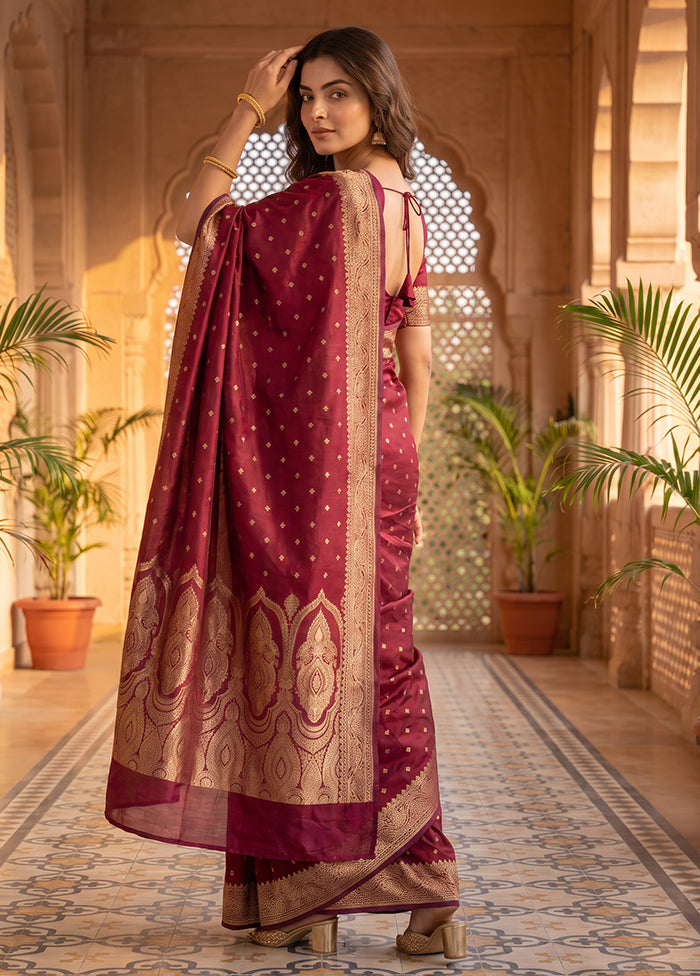 Purple Katan Silk Saree With Blouse Piece