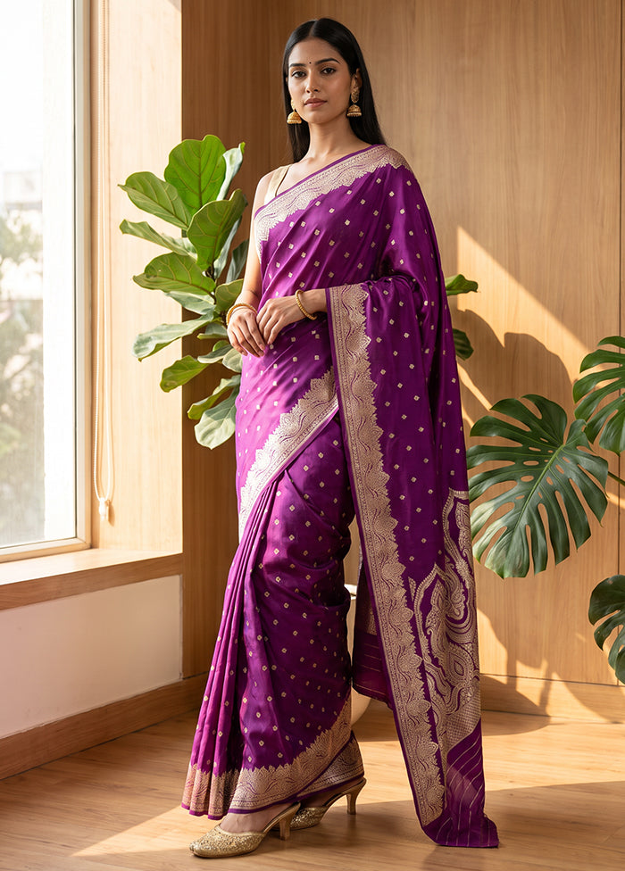 Purple Katan Silk Saree With Blouse Piece