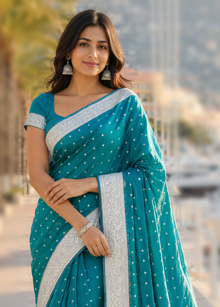 Green Katan Silk Saree With Blouse Piece
